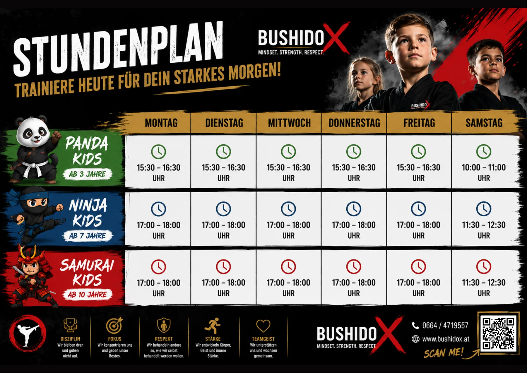BushidoX Graz Stundenplan Kids